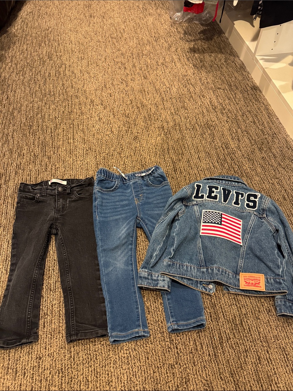 Bundle Levi's Kids Denim Jacket, Black Jeans, Blue Jeans